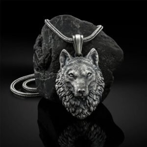 Punk Men's Wolf Head Lion Bear Fox Pure Tin Pendant Necklace Hip Hop Retro Animal Collar Chain Birthday Party Jewelry Gift