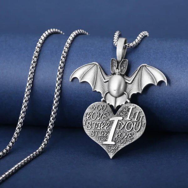 Pure Tin Vintage Bat Pendant Necklace Punk Men's Gothic Halloween Witch Collar Chain Girlfriend Fashion Jewelry Party Gift