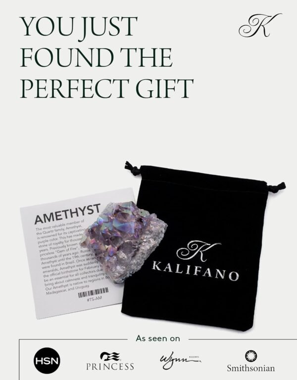 KALIFANO Angel Aura Quartz Geode - Titanium Bonded High Energy Crystal Cuarzo Cluster/Druzy with Information Card - Natural Reiki Rock Used for Clarity and Purpose (Family Owned and Operated)