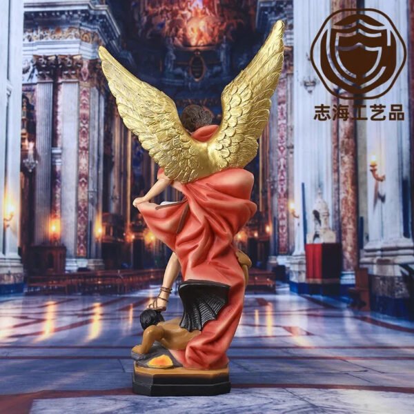 Saint Michael Statue Resin Angel Sculpture Decoration Michael Archangel Defeated Lucifer Tramples Demon Figurine