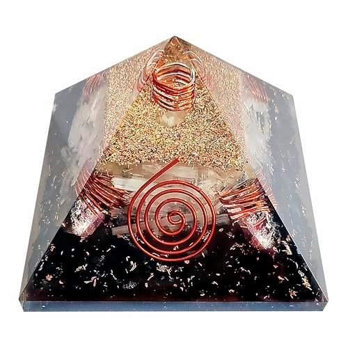Crystal Orgone Pyramid – Orgonite Energy Generator with Copper-Wrapped Quartz and Shungite Crystals for Positive Energy