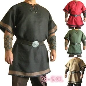 d7880d0fda7d67f45fbf59ad615d6798 2023 Men Cosplay Medieval Vintage Renaissance Viking Warrior Knight Costume Men Nordic Army Pirate Tunic Shirt Tops Renaissance