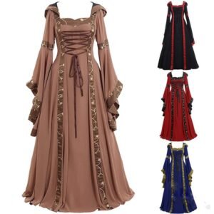 d87612426b1a09797b794ed63810bcc0 Women Medeival Gothic Cosplay Dresses Victoria Steampunk Hoodies Bandage Halloween Noble Palace Bell Long Carnival Costumes