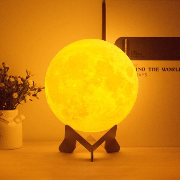 Moon Lamp Moon Night Light 3D Printing Lunar Lamp Large 7.1In 3 Colors for Kids Gift for Women USB Rechargeable Touch Contral Brightness Yellow Warm and Cool White