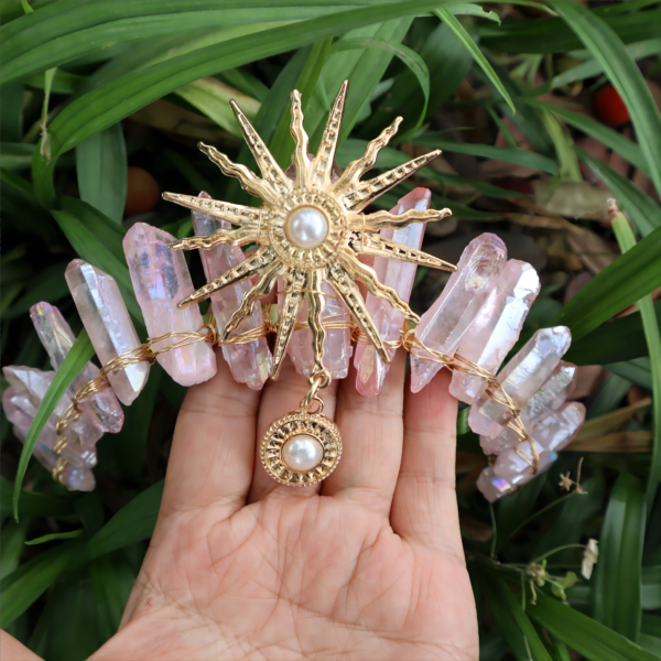 Crystal Hair Accessories – Raw Crystal Crown Sun Goddess Tiara