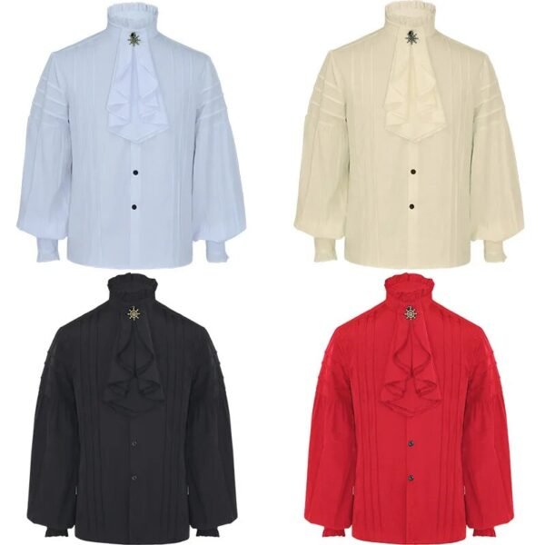 Men medieval Gothic Shirt Larp Viking Vintage Bridegroom Cosplay Costume Top Princes white Shirt Stage perfoming outfit