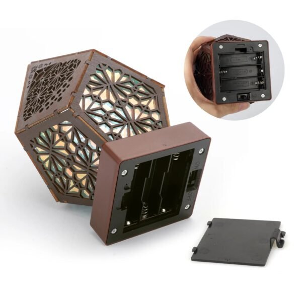 3D Effect Wooden LED Bohemian Lamp, Hollow Diamond Night Light for Home Decor