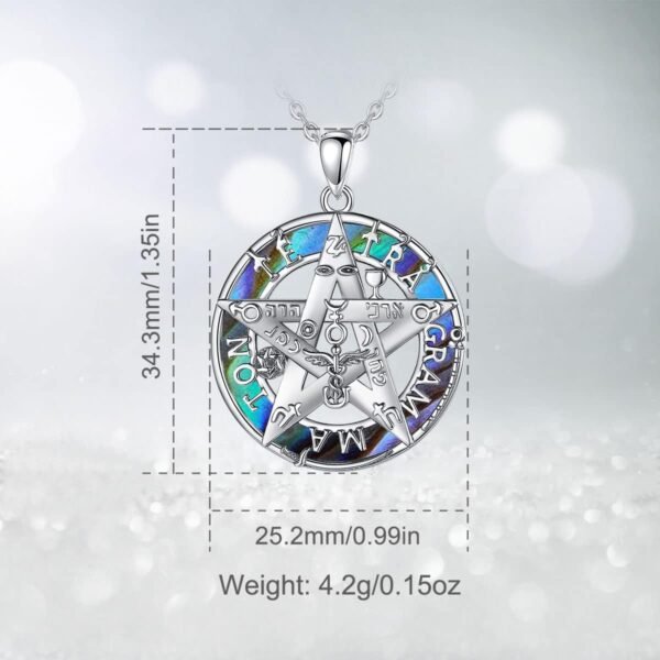 Vito Sterling Silver Tetragrammaton Necklace for Women Men, Abalone Shell 18k Gold Plated Pentagram Pendant, Wiccan Protection Amulet Pentacle Star Jewelry Gift for Wife Husband, 24"/18"/22"
