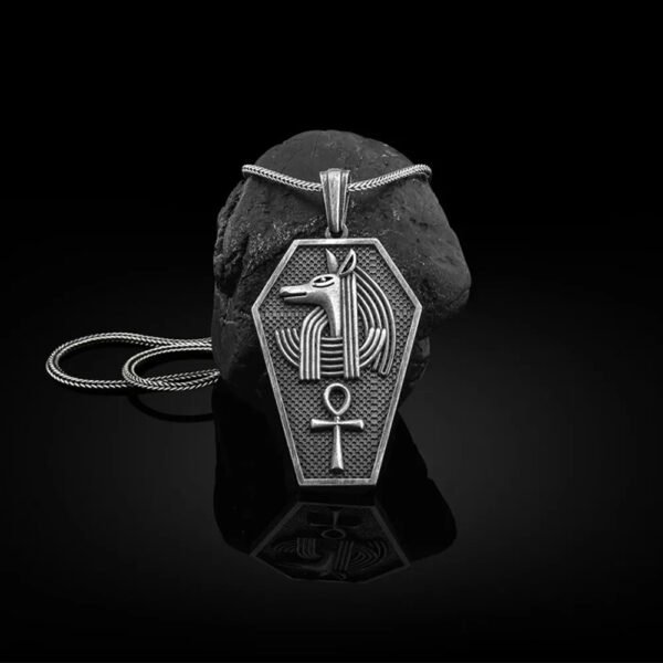 Vintage Death God Anubis Pure Tin Necklace Hip Hop Men's Egyptian Anka Cross Horus Eye Pendant Amulet Party Jewelry Gift