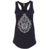 Ladies' Racerback Tank Top with Hamsa Design - Enhanced with Obsidian, Tiger's Eye, and Amethyst Crystals
