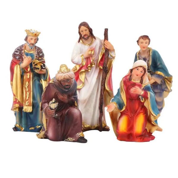 Nativity Scene Christmas Resin Figurines Of Holy Family Classic Christmas Nativity Figurine Set Collection Gifts Party Supplies