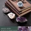 KALIFANO Angel Aura Quartz Geode - Titanium Bonded High Energy Crystal Cuarzo Cluster/Druzy with Information Card - Natural Reiki Rock Used for Clarity and Purpose (Family Owned and Operated)