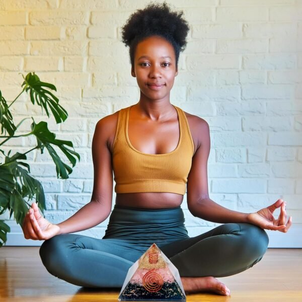 Crystal Orgone Pyramid – Orgonite Energy Generator with Copper-Wrapped Quartz and Shungite Crystals for Positive Energy