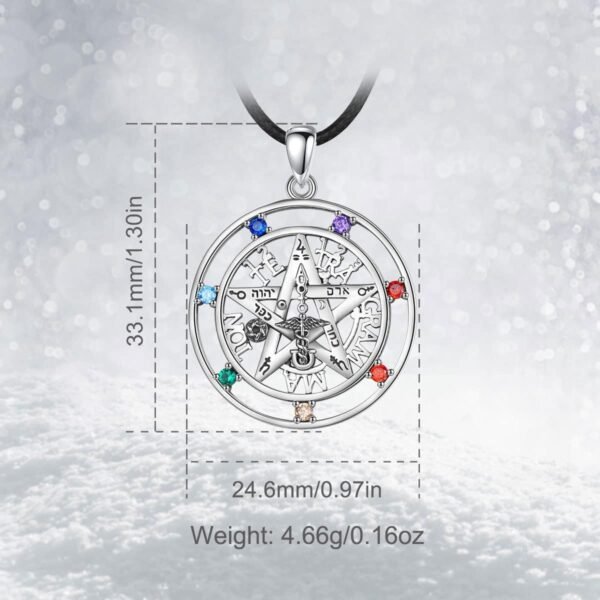 Vito Sterling Silver Tetragrammaton Necklace for Women Men, Abalone Shell 18k Gold Plated Pentagram Pendant, Wiccan Protection Amulet Pentacle Star Jewelry Gift for Wife Husband, 24"/18"/22"