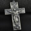 Classic Pure Tin Jesus Crucifixion Cross Pendant Necklace for Woman and Men Christian Amulet Jewelry Gifts Titanium Steel Chain