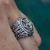 925 sterling silver color New retro Thai silver Nordic Celtic Viking style head ring