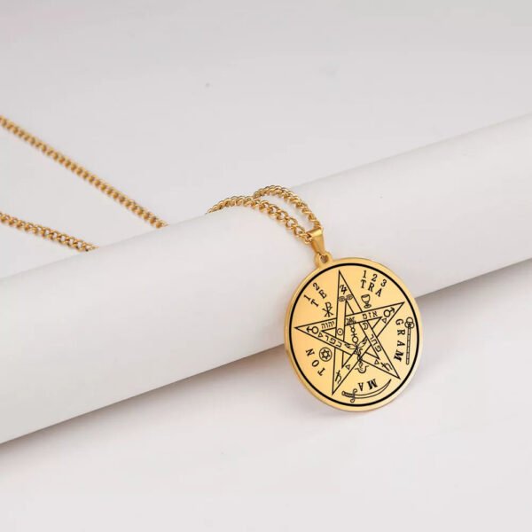 Vintage Talisman Tetragrammaton Pentagram of Solomon Pendant Wicca Necklace Gift