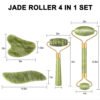 4Pcs/Set Jade Roller and Gua Sha Set Facial Massager Skincare Beauty Tools for Anti-Aging, Gentle Skin, Remove Wrinkles & Eye Puffiness