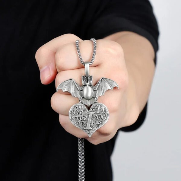 Pure Tin Vintage Bat Pendant Necklace Punk Men's Gothic Halloween Witch Collar Chain Girlfriend Fashion Jewelry Party Gift