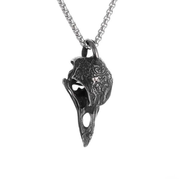 Retro Nordic Style Crow Skull Pendant Animal Bird Necklace for Men Personalized Jewelry Lucky Amulet Gift
