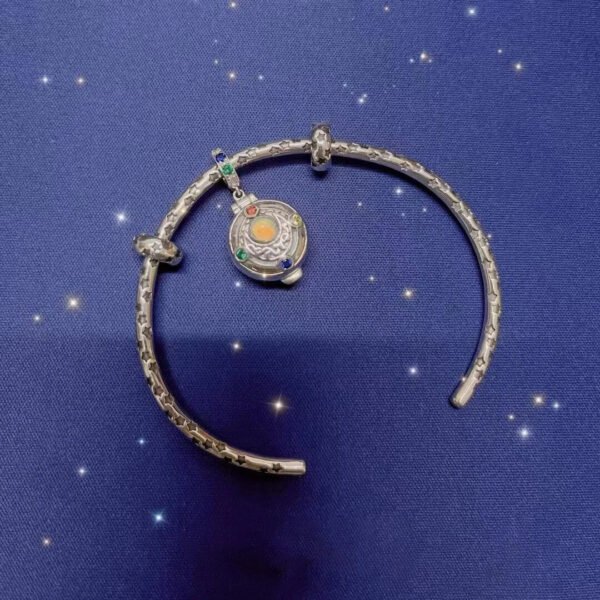 925 Sterling Silver Anime Sailor Moon Prism Compact Polly Pocket Charm Bead With 2 Mini Dolls For Pandora Bracelet Fans Jewelry