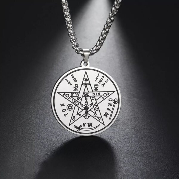 Vintage Talisman Tetragrammaton Pentagram of Solomon Pendant Wicca Necklace Gift