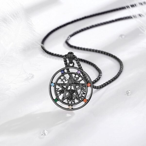 Vito Sterling Silver Tetragrammaton Necklace for Women Men, Abalone Shell 18k Gold Plated Pentagram Pendant, Wiccan Protection Amulet Pentacle Star Jewelry Gift for Wife Husband, 24"/18"/22"