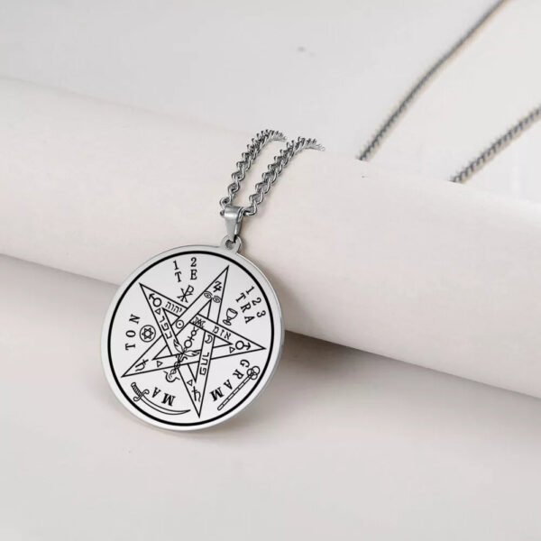 Vintage Talisman Tetragrammaton Pentagram of Solomon Pendant Wicca Necklace Gift