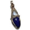 Lapis Lazuli and Moonstone Necklace Pendant | Blue Crystal Necklace | Rainbow Moonstone Jewelry | Charged Moonstone Crystal Necklace for Women | Gift For Her Lapis Egyptian Jewelry LMG2