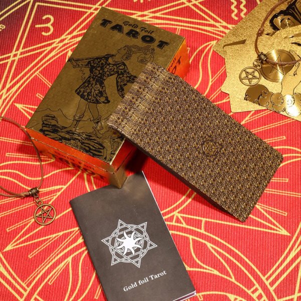 Golden Foil Tarot Mysterious Divination Golden Flip Table Game Waterproof and Wear-resistant Gift Box Luxury Instruction Manual