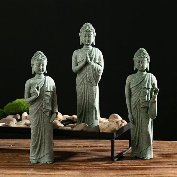 Buddhist Ornament Buddha Statue Zen Ornament Buddhist Figurines Sandstone Artwork Oriental Culture Ornament Home Ornament