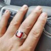 Sterling Silver Natural Garnet Men's Ring