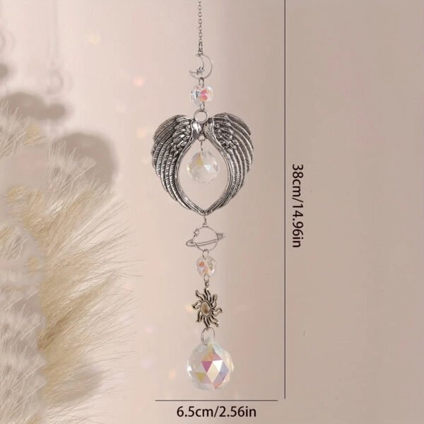 Crystal Alloy Hanging Decoration Gift Angel Wings Home Gardening Decorative Glass Prism Wind Chime
