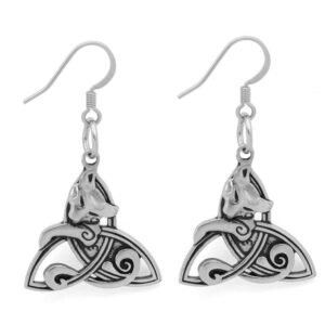 Earrings Stainless Steel Cat on Triquetra Celtic Earrings Ancient Treasures Ancientreasures Viking Odin Thor Mjolnir Celtic Ancient Egypt Norse Norse Mythology