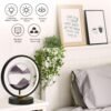 Moving Sand Art Picture 3D Glass Deep Sea Sand round Framed Art Sandscape, Touch Control Bedside Lamp with USB Port, Table Modern Lamp for Bedroom Dimmable Nightstand Desk Lamps