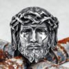 316L Stainless Steel Men Ring Christian Jesus Face Rings Religion Amulet Punk Rock for Male Biker Boyfriend Jewelry Best Gift