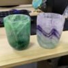 Unique Natural Crystal Tea Cup Green Fluorite Crystal Cups Carving Craft Real Stones For Healing Gift Home Decoration Fengshui