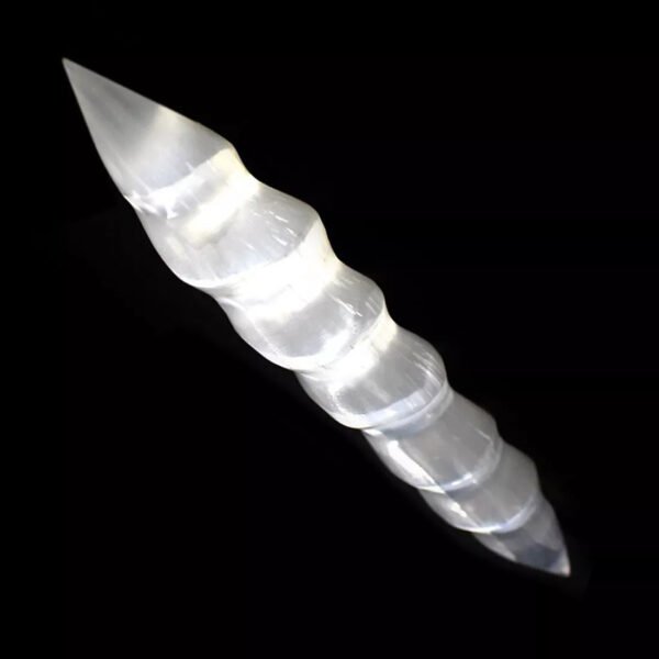 Double Point Selenite Crystal Massage Wand " Polished Spiral Healing Wand Stick