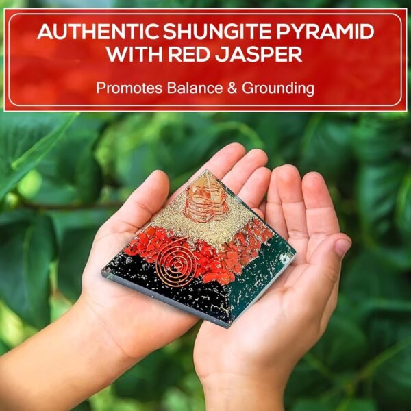 Crystal Orgone Pyramid – Orgonite Energy Generator with Copper-Wrapped Quartz and Shungite Crystals for Positive Energy