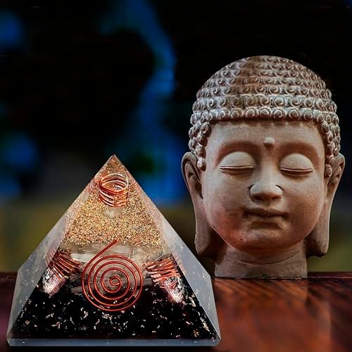 Crystal Orgone Pyramid – Orgonite Energy Generator with Copper-Wrapped Quartz and Shungite Crystals for Positive Energy