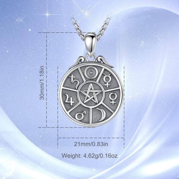 Vito Sterling Silver Tetragrammaton Necklace for Women Men, Abalone Shell 18k Gold Plated Pentagram Pendant, Wiccan Protection Amulet Pentacle Star Jewelry Gift for Wife Husband, 24"/18"/22"