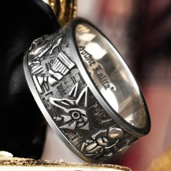 Egyptian Gods Horus Anubis Pharaoh Totem Ring