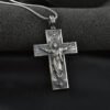 Classic Pure Tin Jesus Crucifixion Cross Pendant Necklace for Woman and Men Christian Amulet Jewelry Gifts Titanium Steel Chain