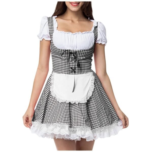 German Beer Festival Costume Halloween Adult Women Dress Oktoberfest Uniform Fancy Party Cosplay Dress Low Neck Uniform Set