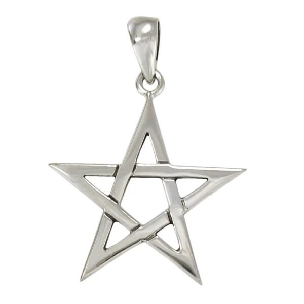 Sterling Silver Large Pentagram Pendant Wiccan Pagan Witch Jewelry