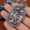 Stainless Steel Ancient Greek God of War Necklace Gift Vintage Angel Wings Shield Pendant