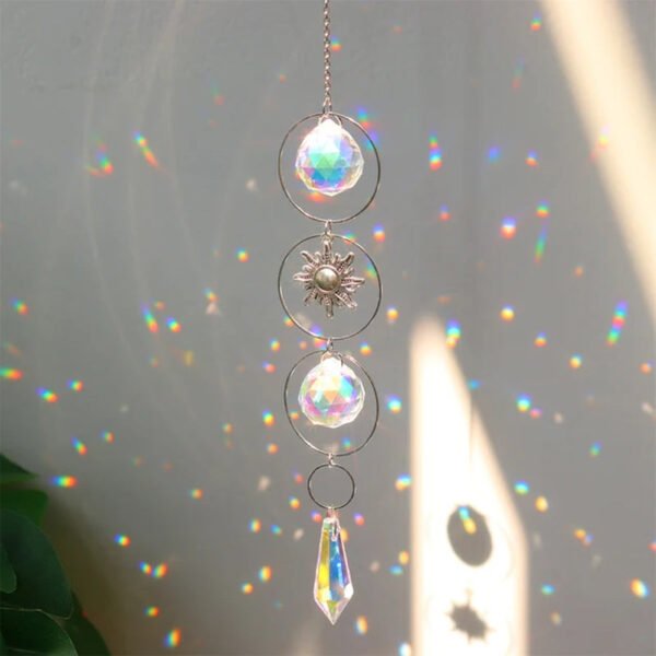 Crystal Wind Chime Star Moon Sun Light Catcher Prism Rainbow Maker Suncatcher Windbell Hanging Pendant Ornament Home Decoration