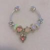 925 Sterling Silver Natural Cryrstal Heart With Mum And Baby Dolls Polly Pocket Charm Bead For Pandora Bracelet European Jewelry