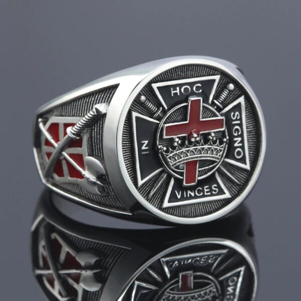 Ancient Knights Templar Crusades Cross Medieval Armor Masonic Sterling Silver Ring