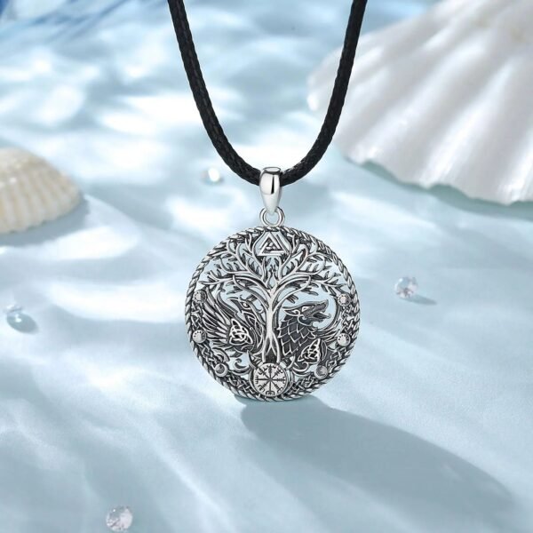 Viking Raven Wolf Compass Tree of Life Amulet Pendant